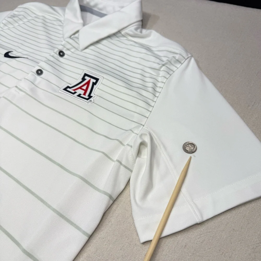 Nike Men's White Polo Shirt with U of A Logo - Size Medium